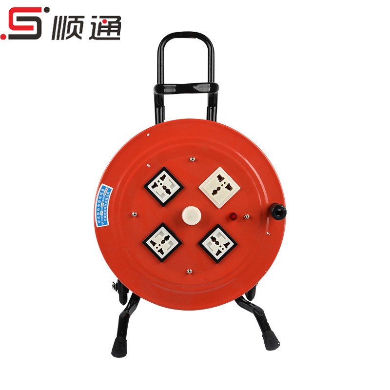 新品 移b动卷线盘 220V托线盘100米手提拖线盘 2*4绕线盘电缆盘