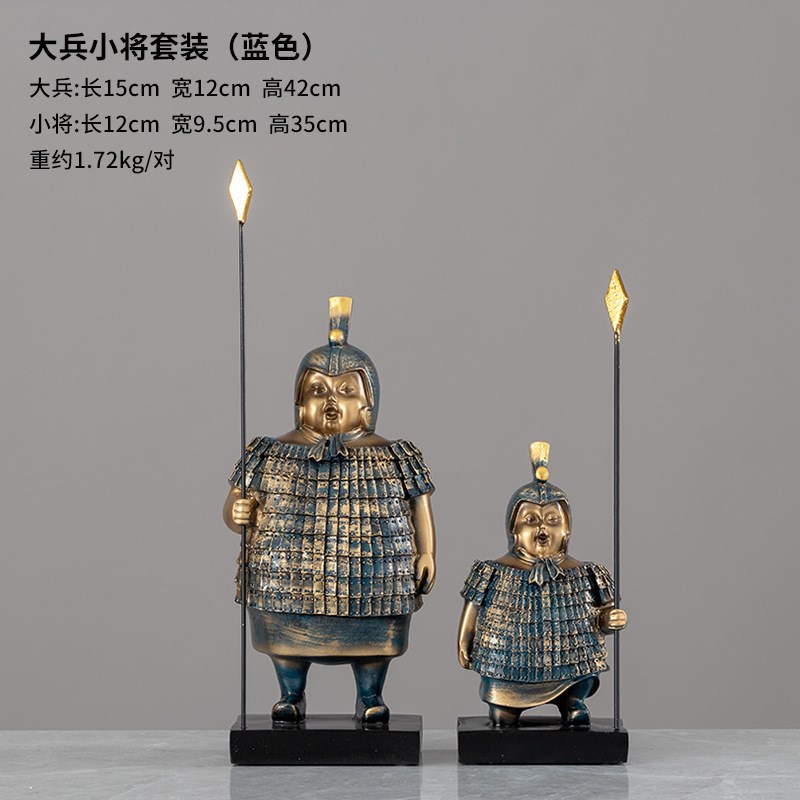 新中式家居饰品秦兵马俑摆件桌z面工艺品书柜书架装饰品办公室摆