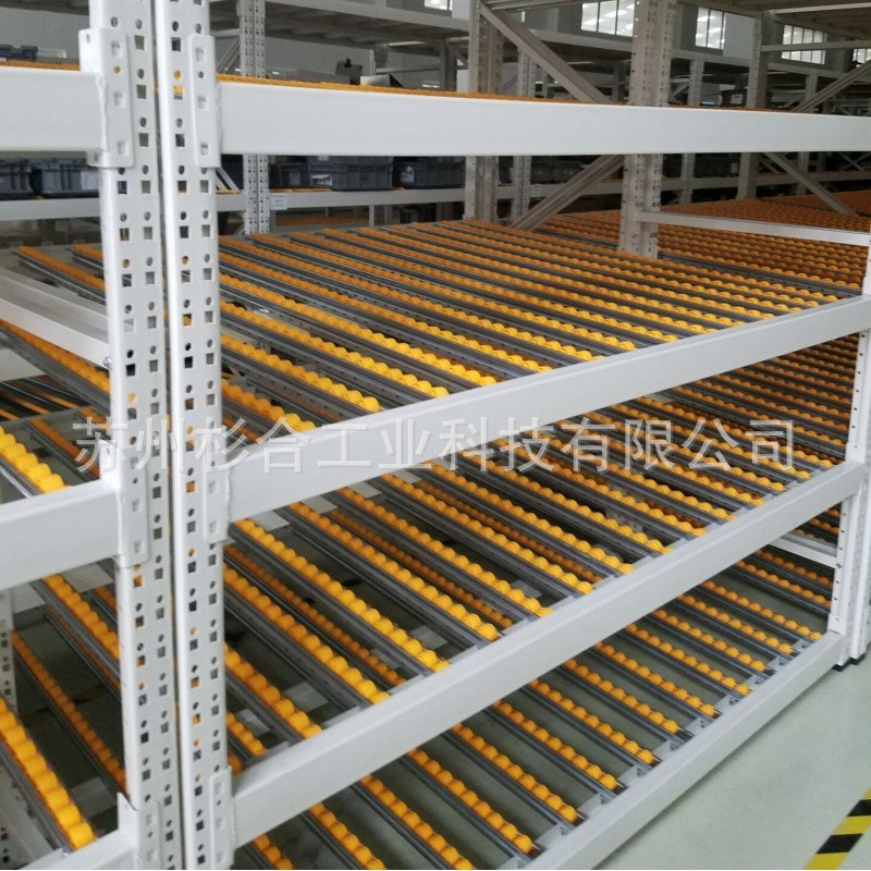 电商分拣架流利货架车间滑动带滚轮滚筒式架厂重型流利条货架