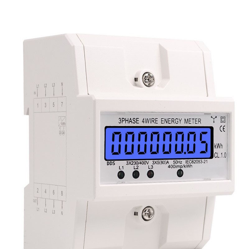 DTS 三相导轨式电度表背光显示家用380V4P电能表 5-80A 1W00A400V