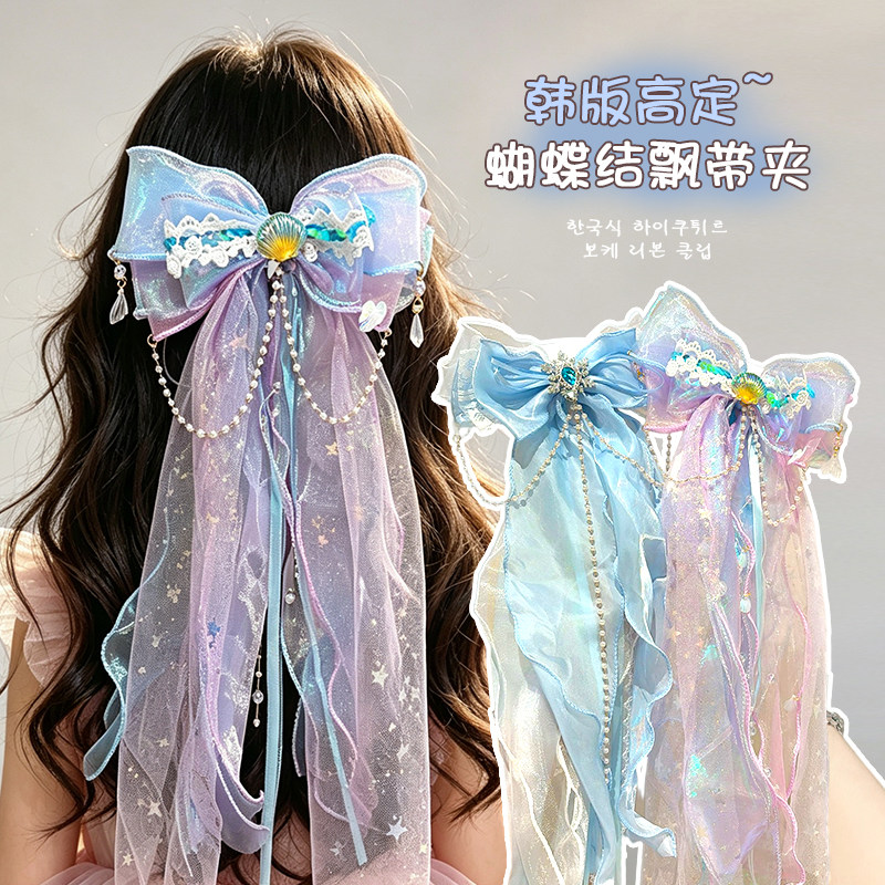 女童艾莎公主蝴蝶结发夹图片