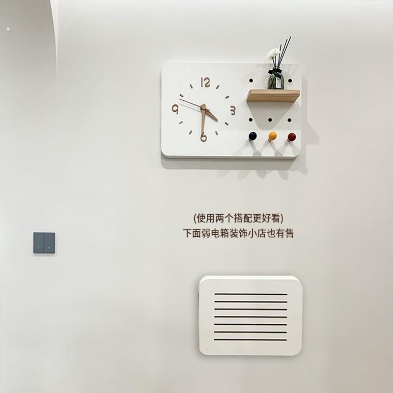 洞洞板新款电表箱装饰画带钟表遮挡时钟总开关盒配电箱盖板画挂钟图片