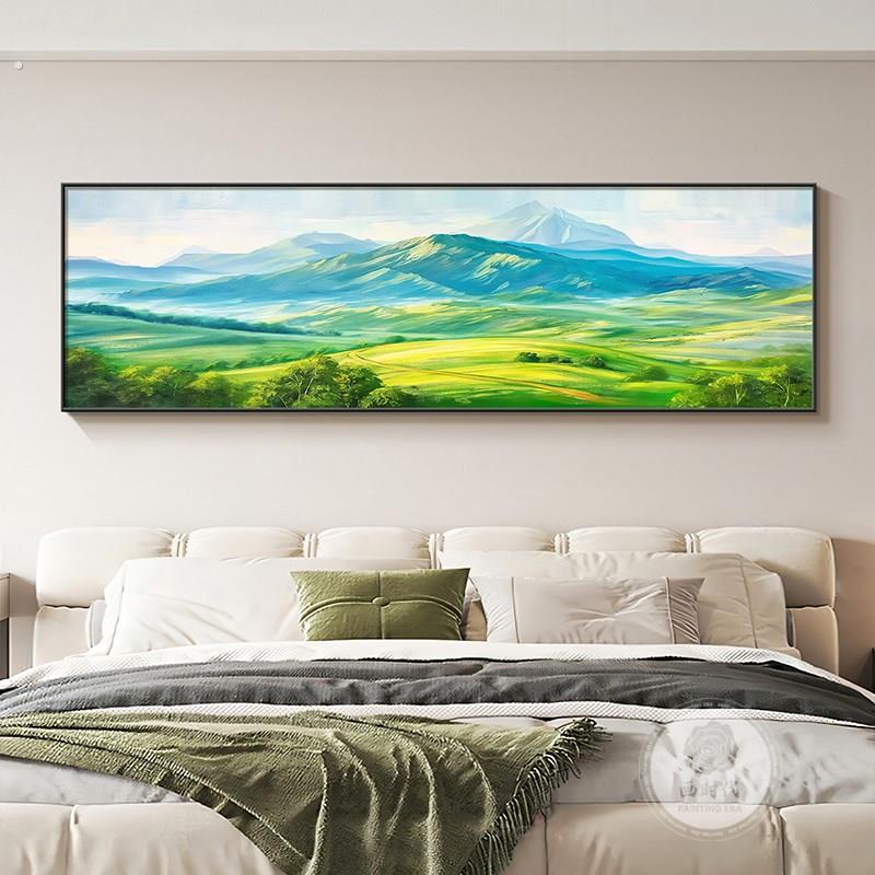 青山图客厅西墙装饰画现代简约大气沙发背景墙挂画背有靠山风景画