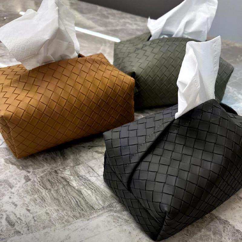纸巾盒客厅轻奢高档编织皮质抽纸盒子高级感家用茶几餐巾纸收纳盒