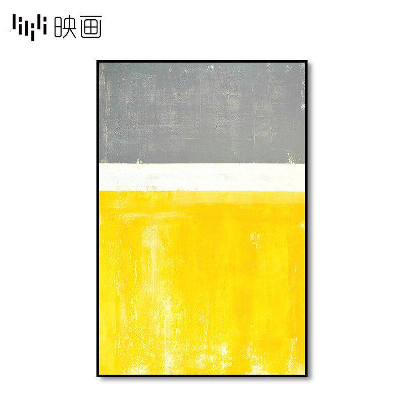 黄色抽象客厅沙发背景墙装饰三连画现代玄关抽象装饰画样板房挂画