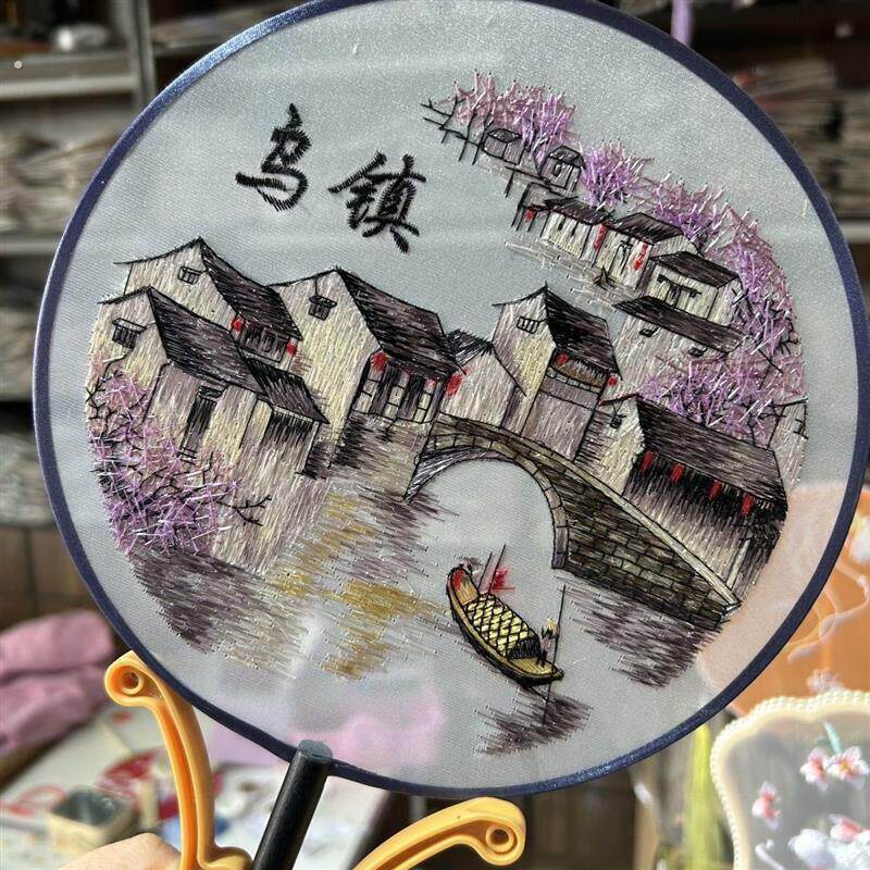 团扇扇子绣刺绣专用定制汉服旗袍舞蹈中国拍照乌镇刺绣扇子