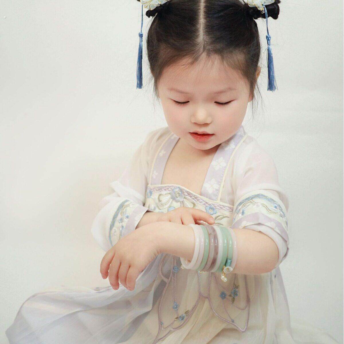 幼儿手镯女手串叮当镯一对手錬女夏玻璃手镯闺蜜首饰女生生日礼物