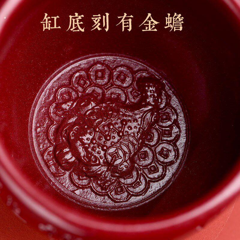 朱砂百福缸米缸聚宝盆摆件办公室店铺客厅卧室家居存钱罐