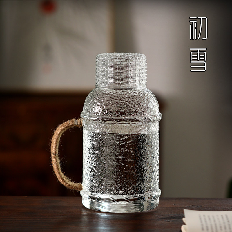 锤纹凉水壶玻璃耐高温大容量装水晾水瓶水杯套装冷水壶耐热家用