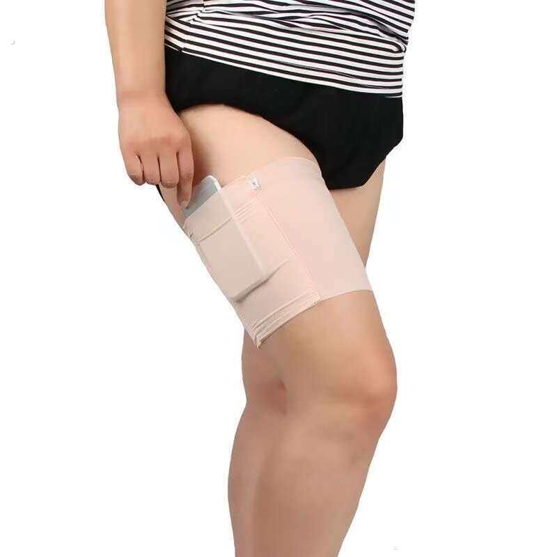 夏薄款户外大腿防滑套防摩擦透气隐形腿套女士手机袋压缩透气袜套