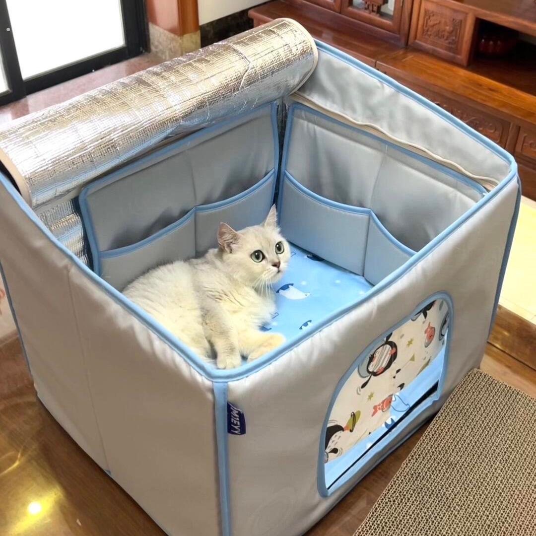 猫窝夏日凉感降温神器空调房半封闭式安全感凉席狗窝凉席宠物用品