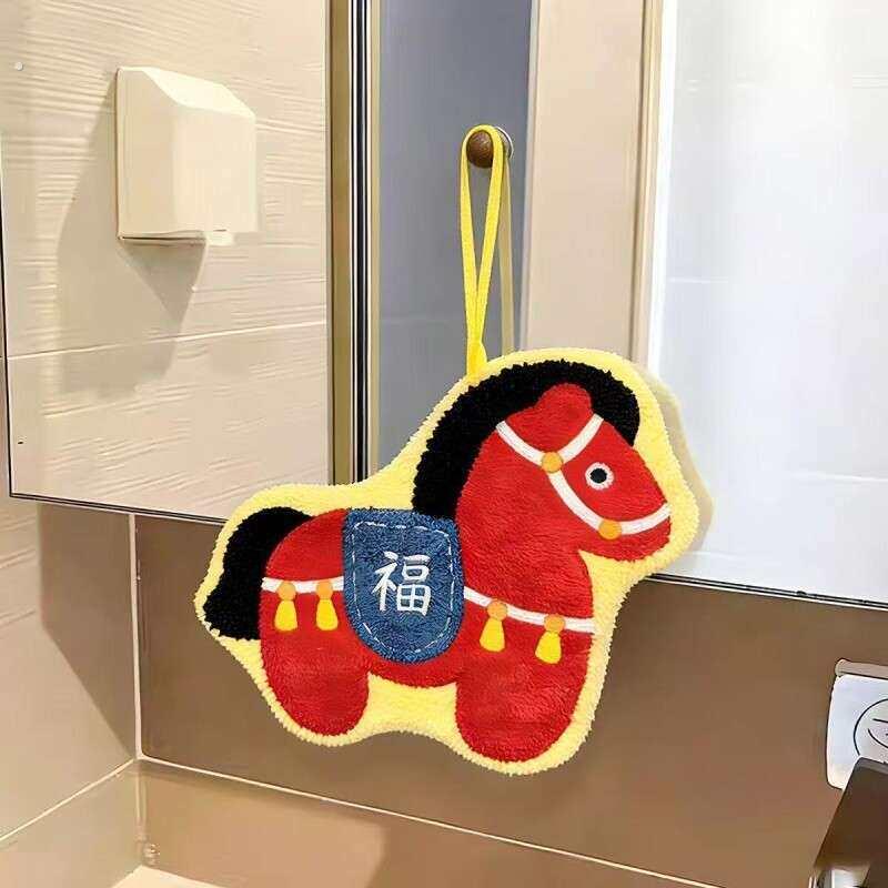 新年马上有福擦手巾厨房吸水手帕卫生间毛巾新中式擦手布马年手绢