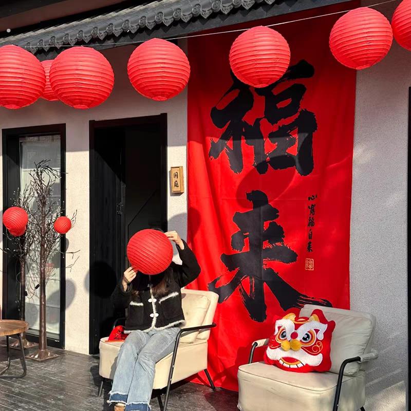 元开门红马年红挂布2026新年打卡拍照背景墙布置春节氛围装饰挂布