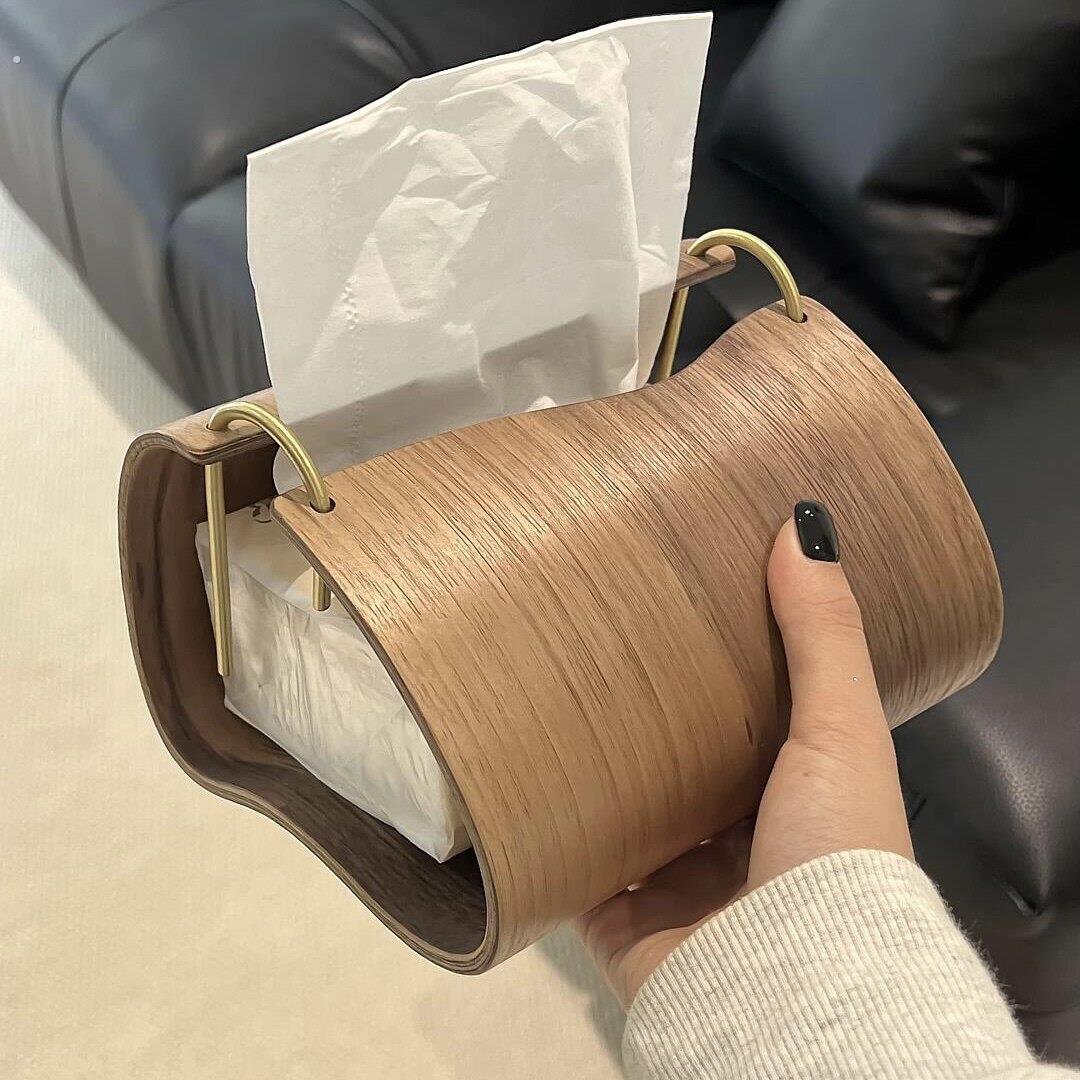 实木纸巾盒高级感黑胡桃木个性抽纸盒客厅家用创意轻奢收纳餐纸盒