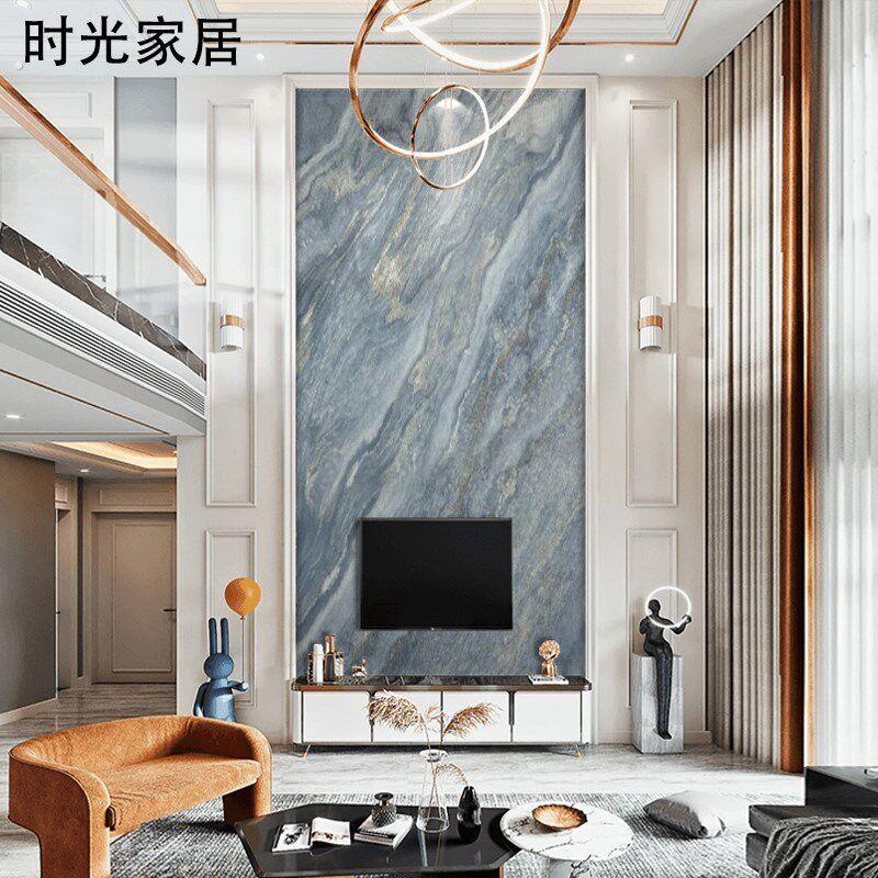 挑高中空复式楼护墙板电视背景墙碳晶板别墅欧式大理石竹木纤维板