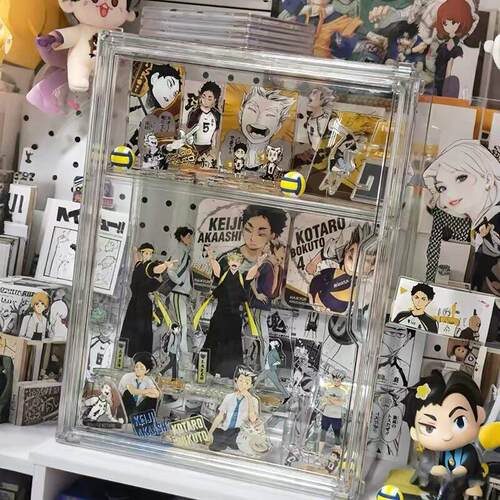痛柜吧唧展示架谷子大容量立牌收纳盒透明亚克力桌面防尘展示柜子