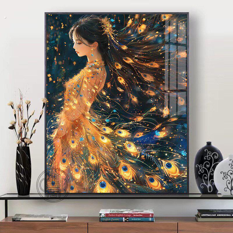钻石画2024新款孔雀公主砖石贴画客厅卧室点贴钻十字绣满钻高级感