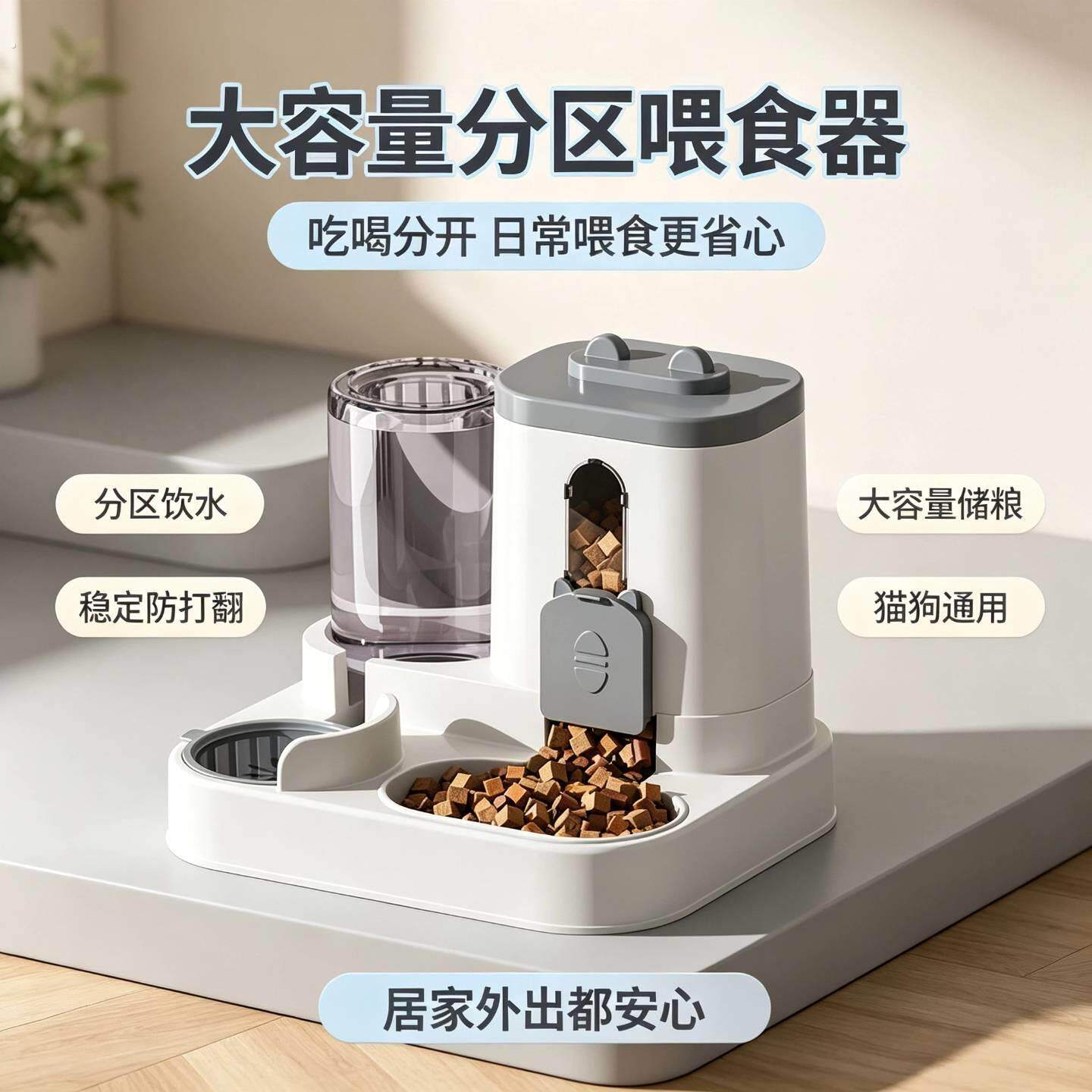 猫咪宠物自动喂食器宠物饮水机猫碗饮水二合一陶瓷碗猫粮碗食盆