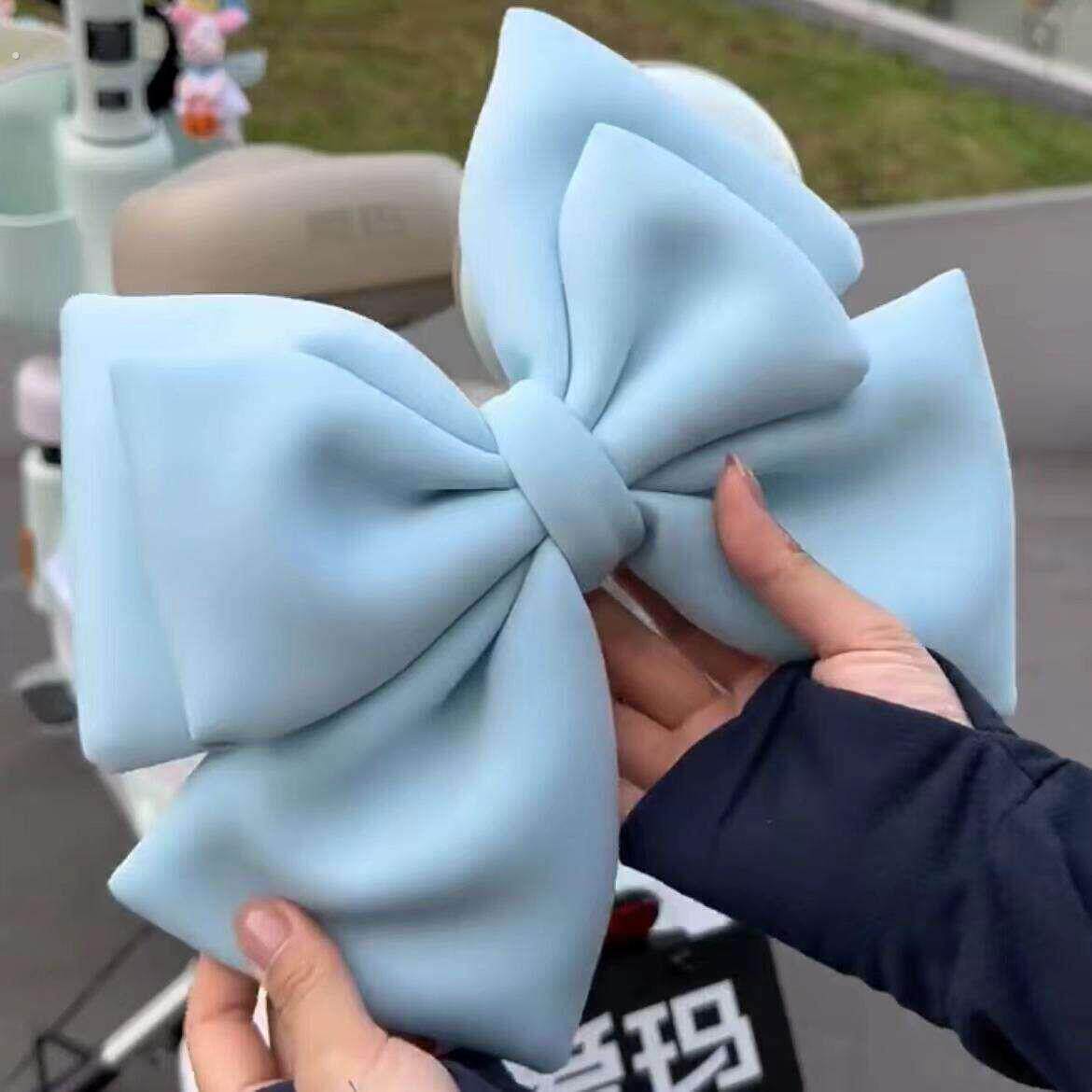 马卡龙色系可爱蝴蝶结电动车装饰小配件尾部后座小摆件小挂件