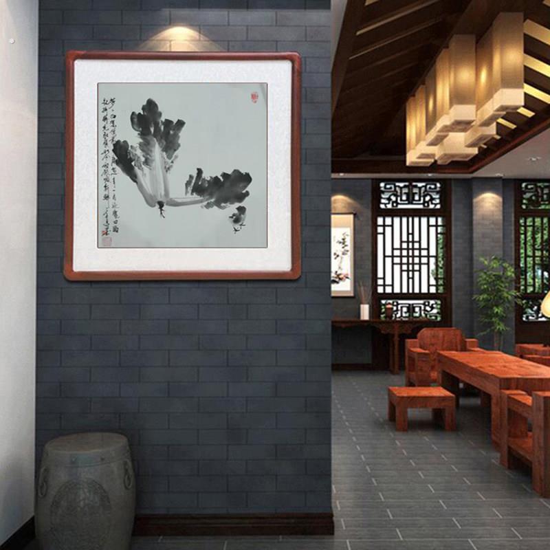 国画白菜蔬菜纯手绘画写意画三尺斗方字画木框挂画宣纸画芯水墨画