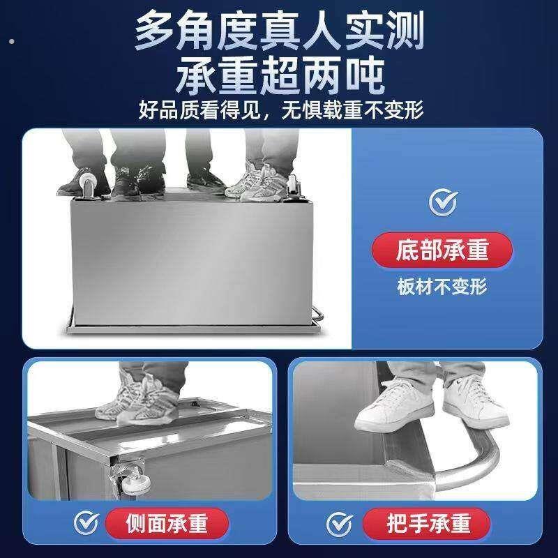 不锈钢水槽大单槽移动水池方形304水箱储水浸泡手推车商用解冻池