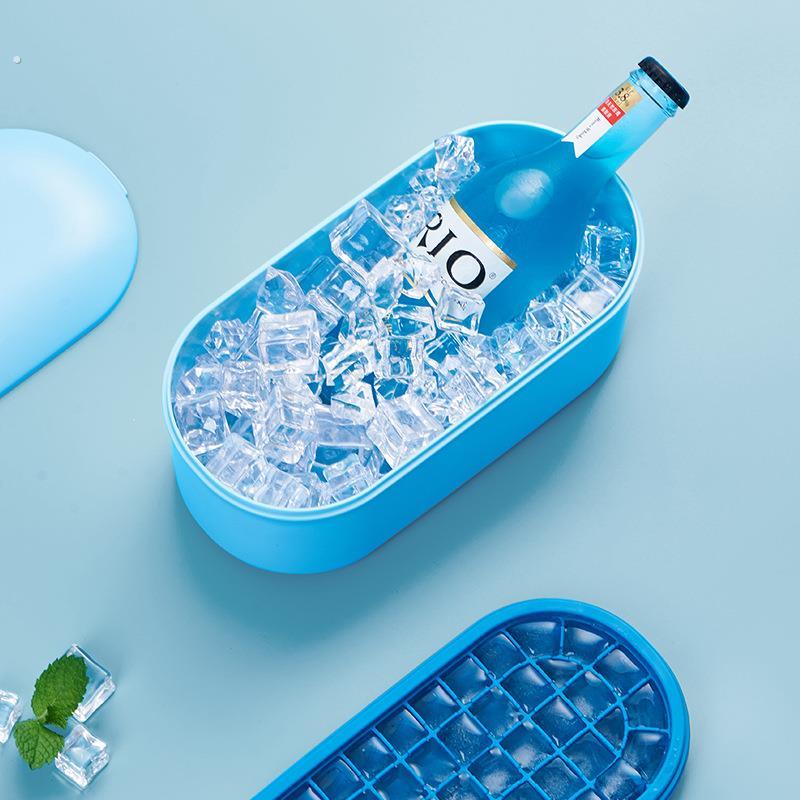家用塑料创意方形简约冰格冰箱制冰盒带盖双层冰块储冰模具制冰器
