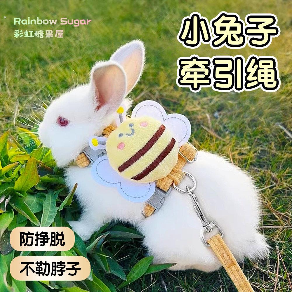 兔子牵引绳遛兔专用品防挣脱小白侏儒兔衣服宠物溜兔兔外出绳链子