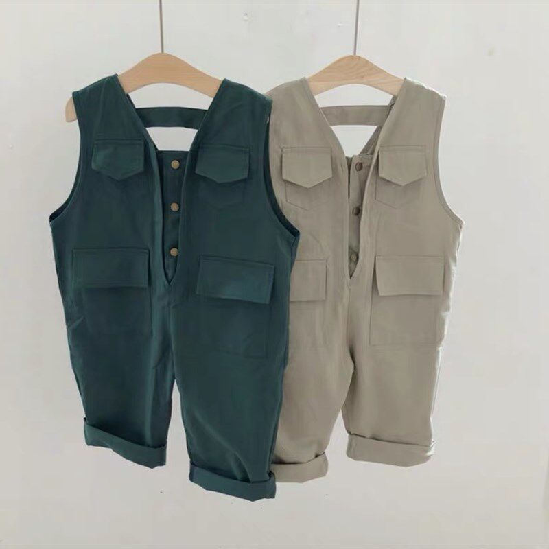 春夏韩国中小孩童抱婴袋裤中性宝宝水洗棉连身男女童工装连身裤