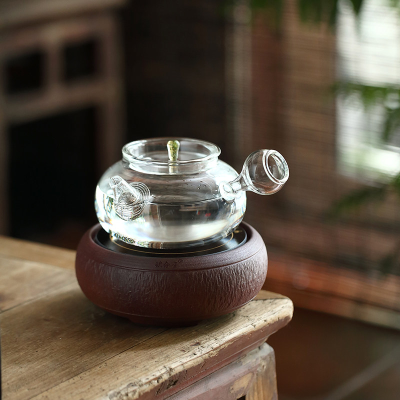 玻璃烧水壶玻璃宫灯纯手工日式茶壶蒸煮茶器炉侧把玻璃壶耐热加厚