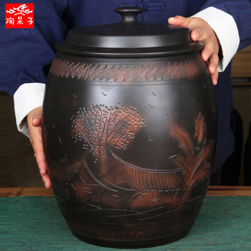 陶呆子云南建水紫陶茶叶罐七饼普洱茶存茶密封罐陶瓷非紫砂散茶缸
