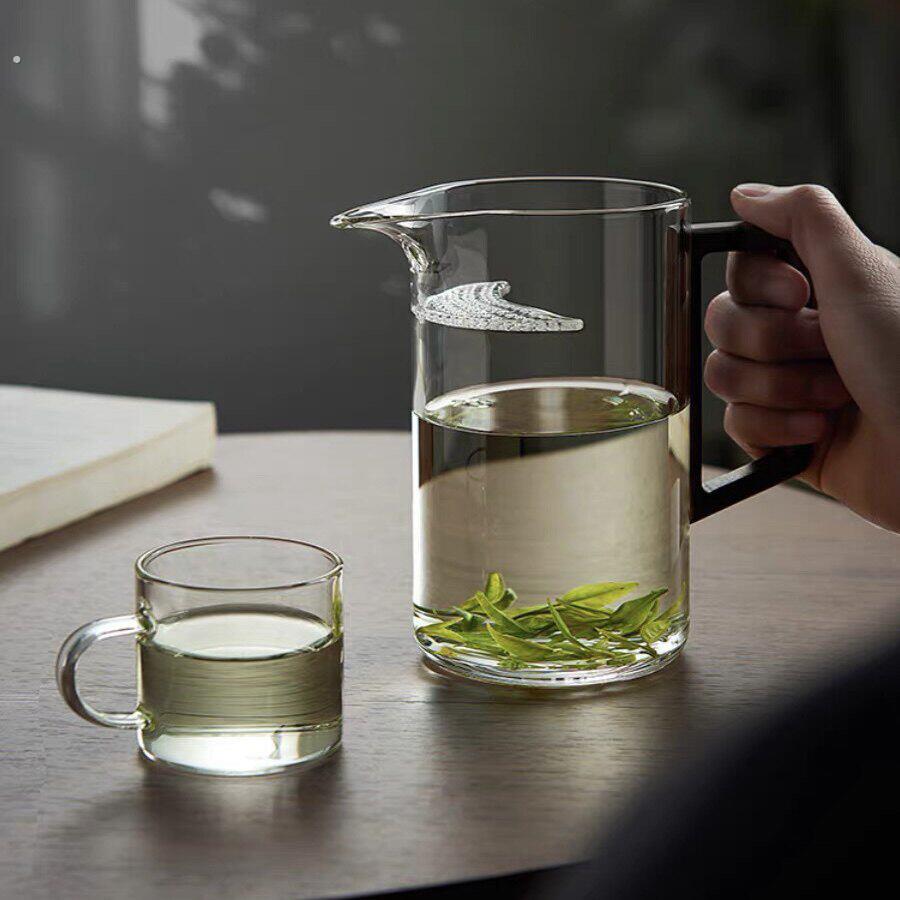 玻璃公道杯加厚分茶器茶水分离月牙杯过滤绿茶杯茶漏一体泡茶壶