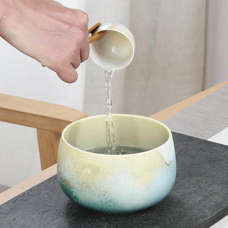 日式粗陶茶洗大号陶瓷水盂水洗盆家用复古功夫茶具茶道配件茶渣缸