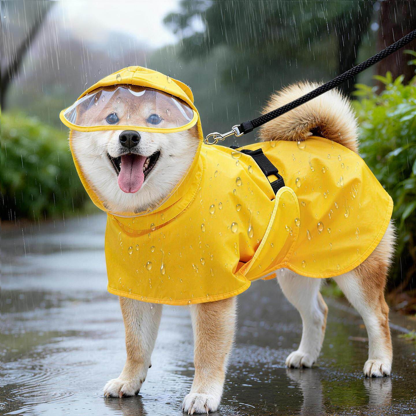 宠物狗狗防水衣服雨衣护肚斗篷式雨披柴犬柯基雨天遛狗中型犬用品