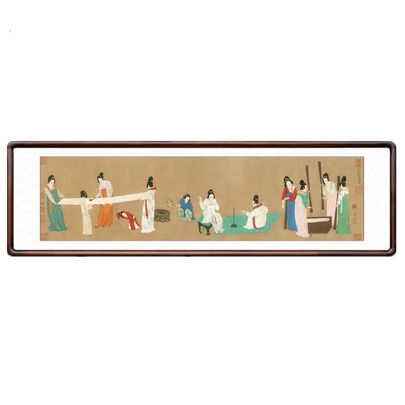 张萱捣练图国画有框新中式客厅沙发背景墙装饰画茶楼酒店仕女字画