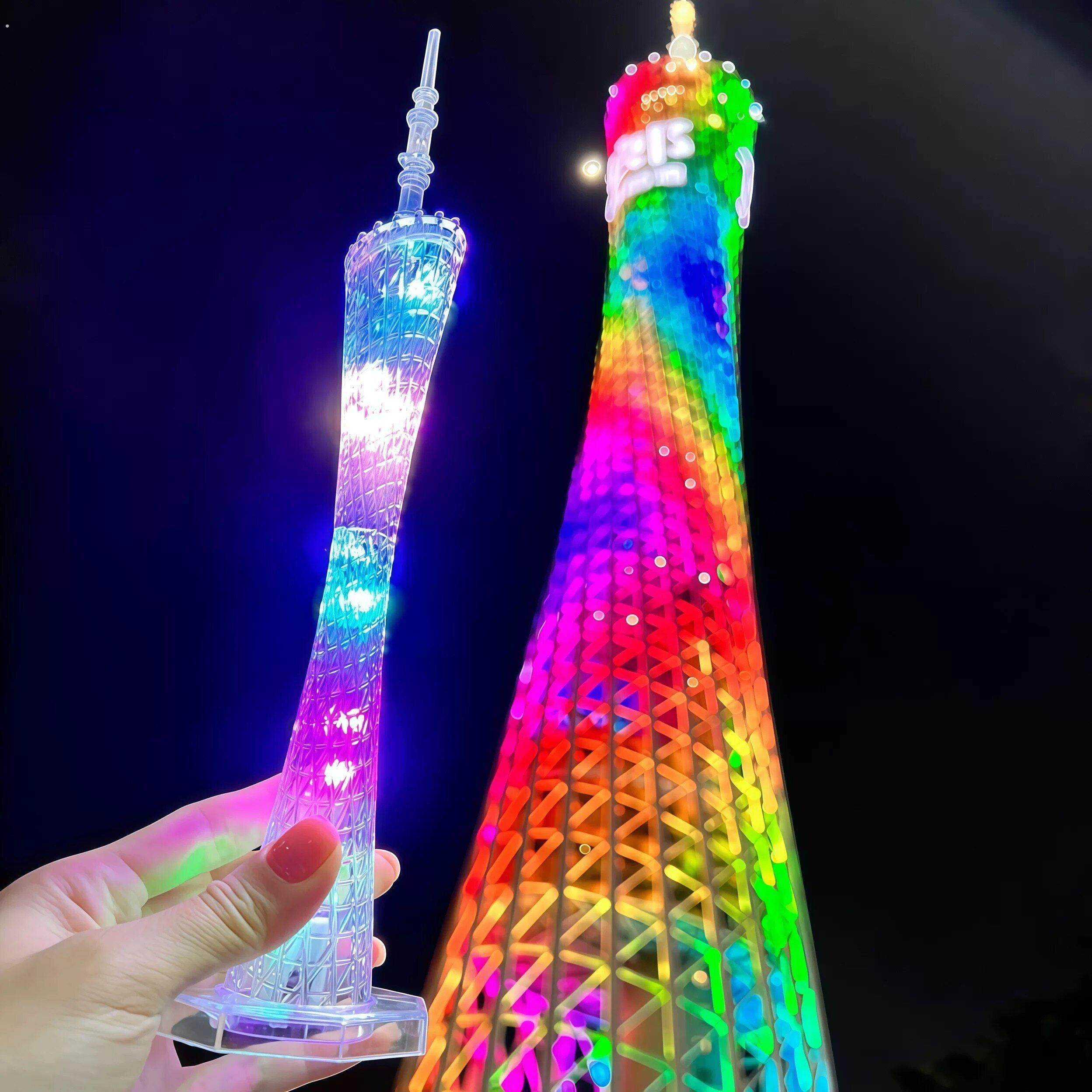 大号广州塔模型发光纪念品小蛮腰上海东方明珠塔七夕礼物毕业季礼