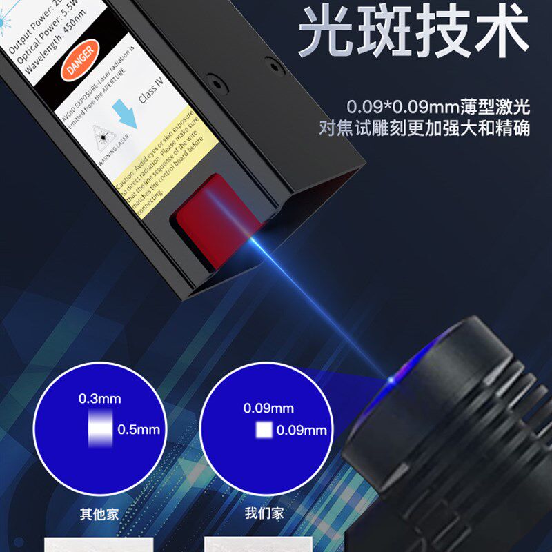 12V大功率5.5W定焦激光头雕刻机专用激光配件激光器450蓝紫光pwm