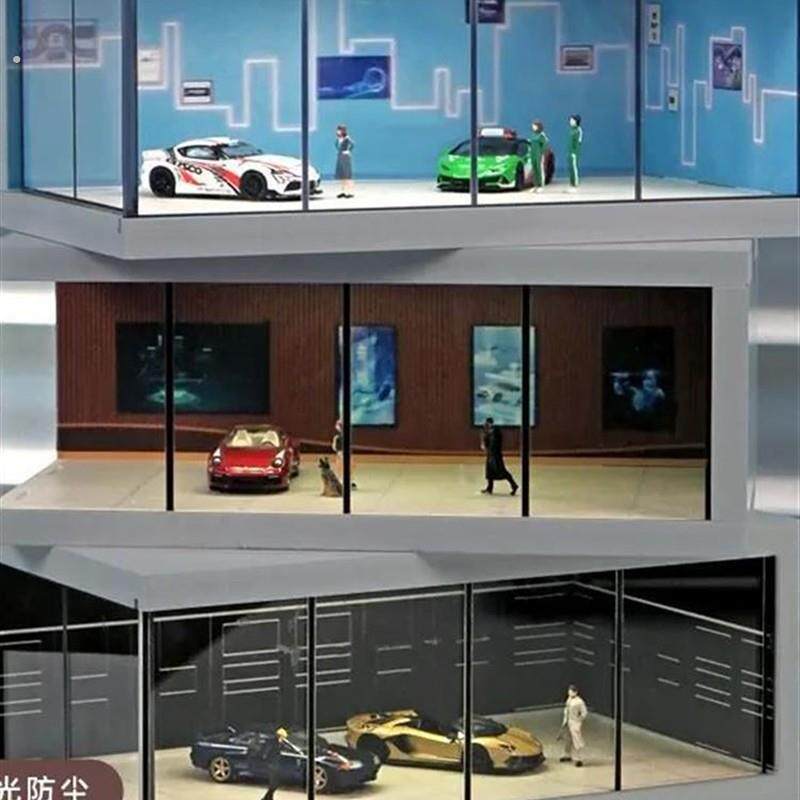 1比64车模展示盒1:64汽车模型场景收纳展示盒亚克力汽车展厅停车图片