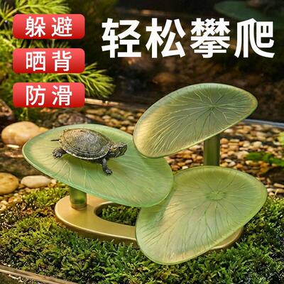 水陆两栖爬台龟缸造景晒背台躲避屋家用晒台爬梯休息生态栖息平台
