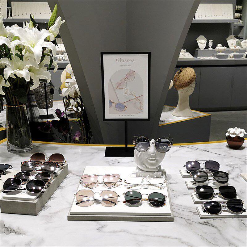 眼镜店柜台展示托盘中岛皮革展示架太阳眼镜太阳眼镜展示盒陈列装