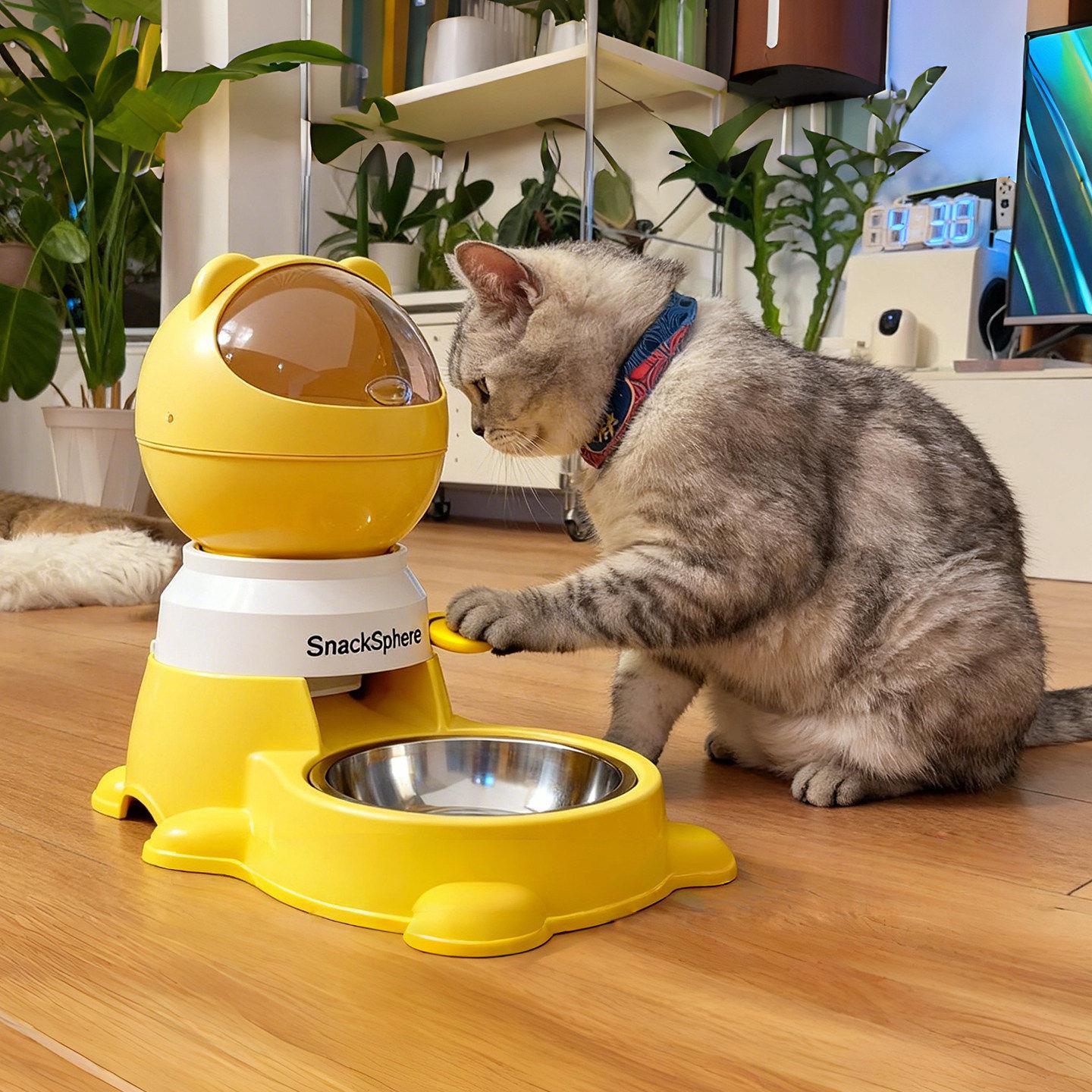 猫咪按压喂食器宠物益智饭碗狗狗自助吃饭神器大容量脚踏投食器