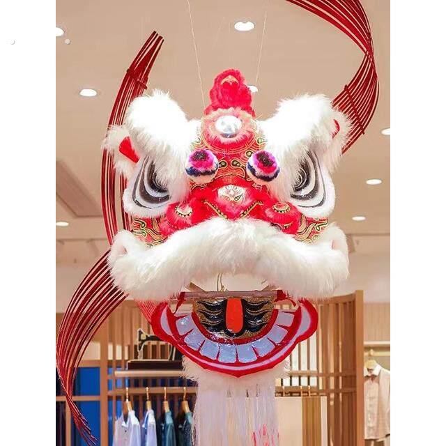 春节小红书热门同款店铺醒狮头挂饰新年门店活动中国风狮子头摆件
