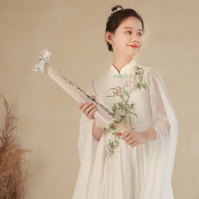儿童古筝演出服2023秋季新款女大童中国风古典舞合唱团民乐表演服