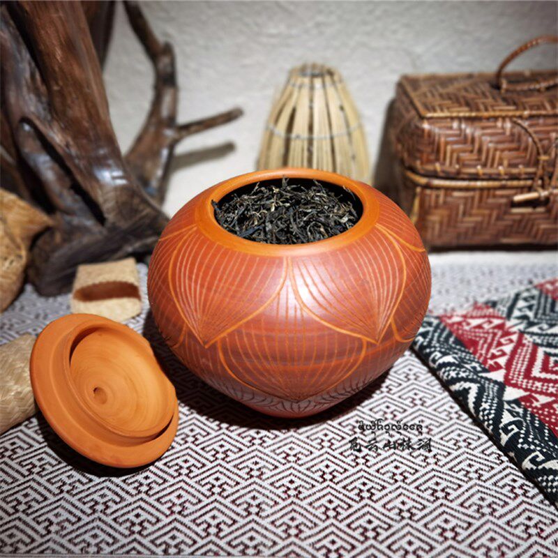 茶叶罐醒茶储物傣泰田园风西双版纳非遗慢轮手工柴窑傣陶装饰摆件