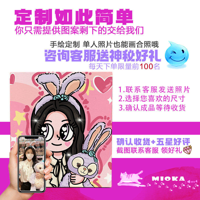 结婚礼物送新人百喜图新婚喜庆相框摆台DIY手绘婚纱照卡通画框