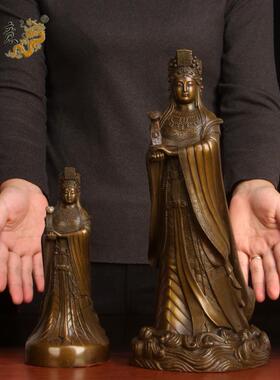 真古意 黄铜妈祖神像摆件 铜开天后圣母海神妈祖家居供奉工艺品
