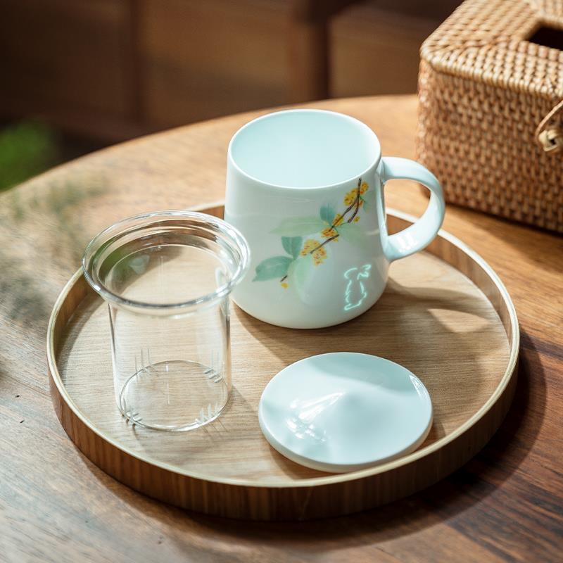 兔子情侣水杯陶瓷对杯马克杯女生办公室创意杯子带盖女礼物咖啡杯