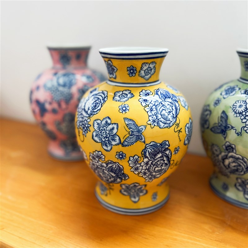 法式中国风青花瓷陶瓷花瓶摆件客厅插花彩瓷水培器皿摆件餐桌花瓶