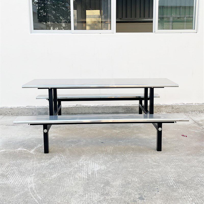 食堂餐桌工厂员工饭堂餐桌简约餐厅桌椅公司不锈钢连体餐桌椅包邮