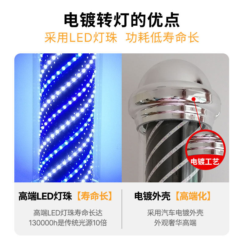 LED美发转灯电镀防水墙壁挂式 圆柱形发廊灯户外用