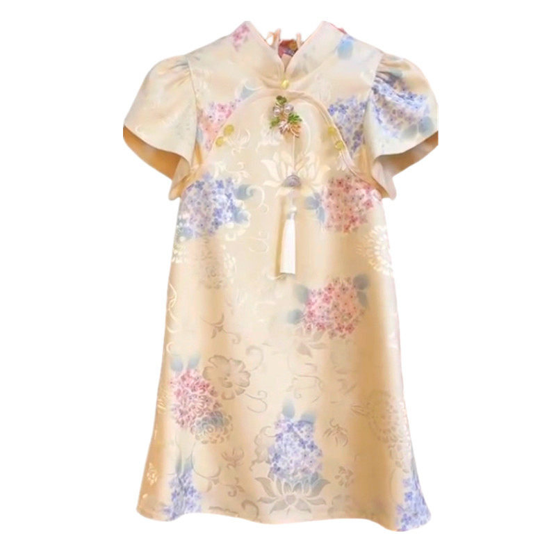 高端女童旗袍连衣裙夏季薄款2023新款洋气中国风轻奢小众礼服裙子